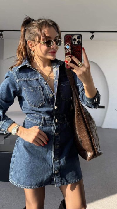Victoria Darkblue Mini Jean Dress