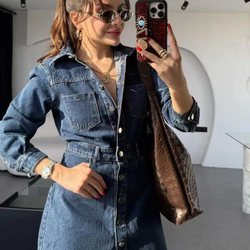 Victoria Darkblue Mini Jean Dress