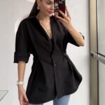 Athen Black Waist Buttoned Shirt