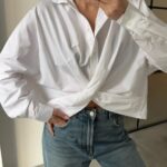 WHITE POPLIN SHIRT WITH DESIGN KNOT DETAIL