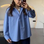 Renita Blue Stone Poplin Shirt