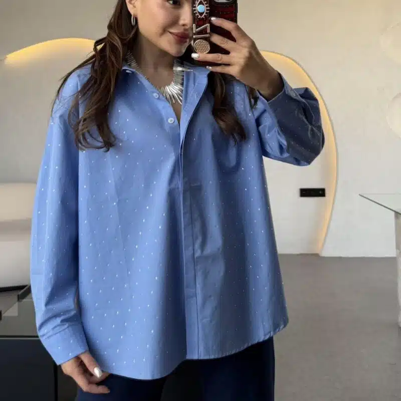 Renita Blue Stone Poplin Shirt