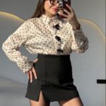 Connell Black Polka Dot Satin Shirt