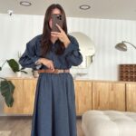 Indigo Shoulder Padded Buttoned Shirt set