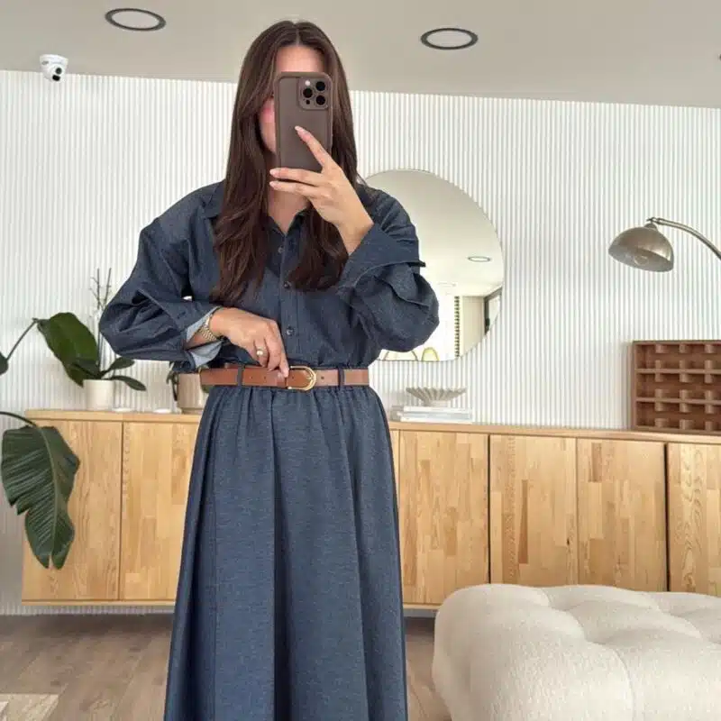 Indigo Shoulder Padded Buttoned Shirt set