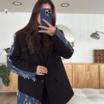 Black Ripped Detailed Blazer Jacket