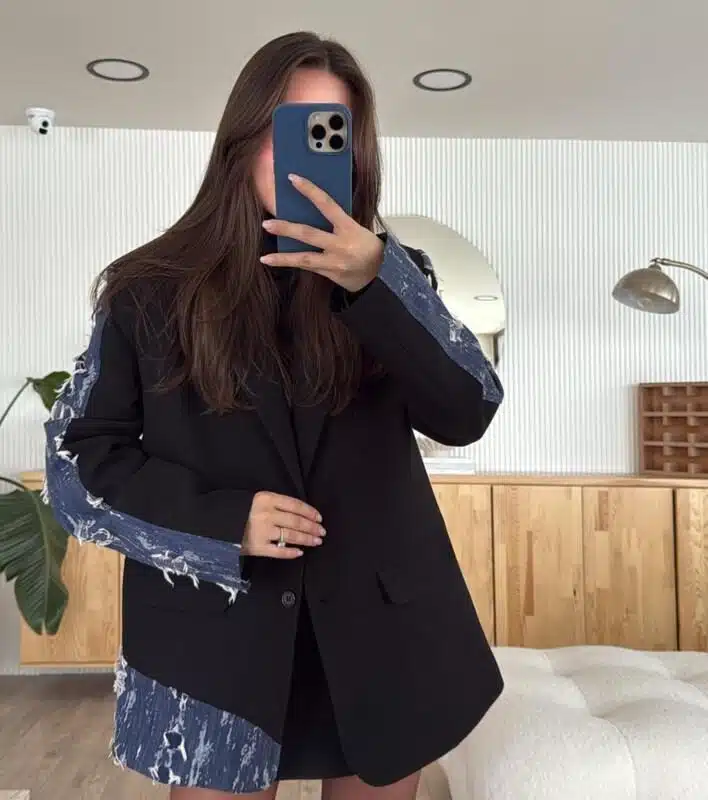 Black Ripped Detailed Blazer Jacket