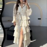 Floresta Beige Design Layered Dress