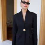 Black Big Gold Buttoned Front Decorative Pocket Blazer Jacket