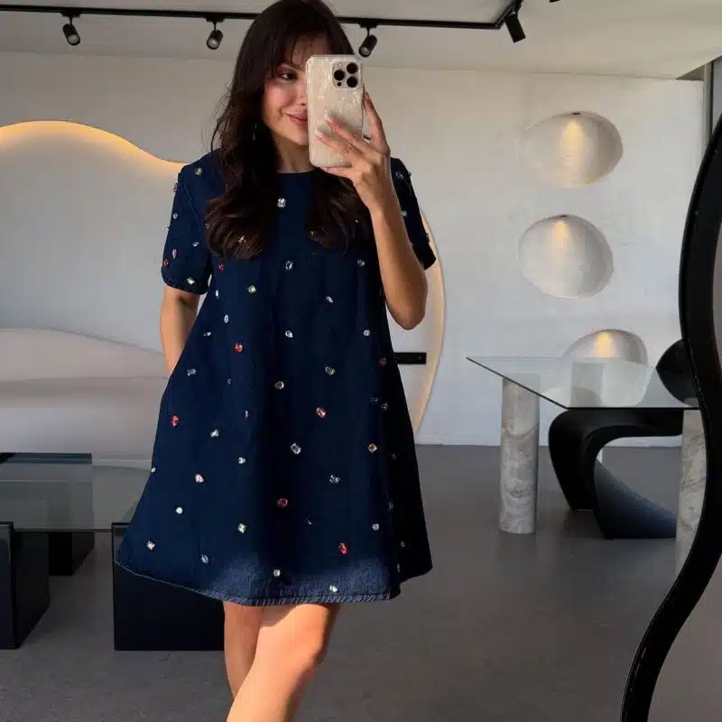 Chema Colorful Stone Denim Dress