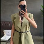 Knitted Belted Linen Vest