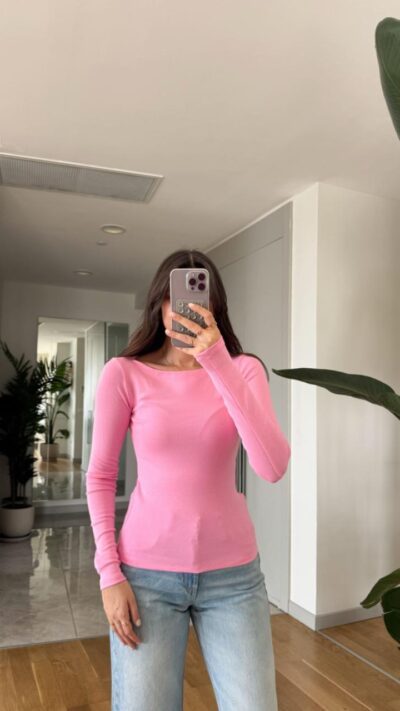 Boat Neck Top - Pink