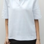 WHITE POLO COLLAR WADDED T-SHIRT