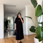 Teddy Embroidered Slit Combed Dress - Black