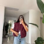 Andy Pocket Zippered Bomber Vest- Claret Red