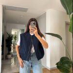 Andy Zippered Bomber Vest with Pocket- Navy Blue