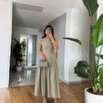 Waist Detailed Low Collar Pleated Dress- Mint