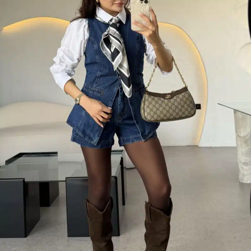 Rouje Denim Vest Shorts Set