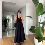 Lycra Poplin Dress-Black Over Halter Collar