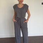 Shoulder Padded Sensual Fabric Gray Set