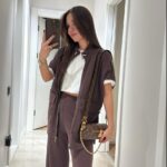 Brown Waist Elastic Detailed Vest Modal Set