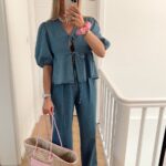 Stylish Denim Set with Tie Front