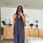 Anthracide Asymmetrical Cut Scarf Blouse Set