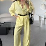 Glorinda Yellow Lineny Pants