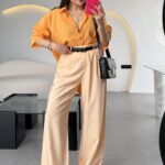 Glorinda Salmon Lineny Pants