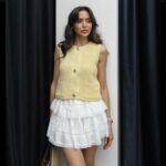 YELLOW KNIT BLOUSE VEST