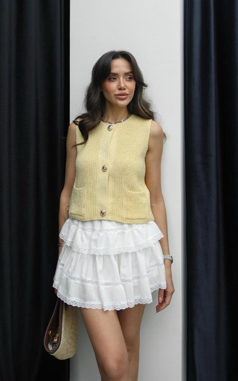 YELLOW KNIT BLOUSE VEST