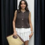 BROWN KNITWEAR BLOUSE VEST