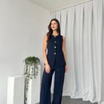 Navy Blue Agnes Vest Set