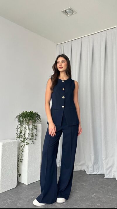 Navy Blue Agnes Vest Set
