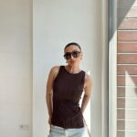 Boat Neck Wick Knitwear Blouse Dark Brown