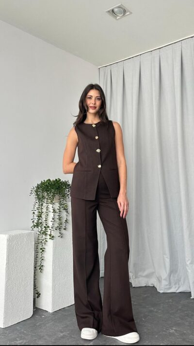 Brown Agnes Vest Set
