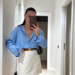 Blue Front Buttoned Linen Shirt