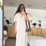 Stone Polo Collar Pocket Brand Model Dress