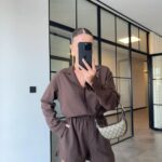 SHIRT SHORTS BITTER BROWN LINEN SET