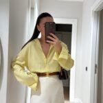 Yellow Front Buttoned Linen Shirt