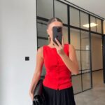 THICK HANGER BUTTONED RED BLOUSE