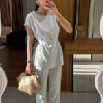 Lipa Blue Shoulder Detail Belted Set