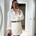 Ecru Front Buttoned Linen Shirt