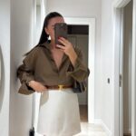 Brown Front Buttoned Linen Shirt