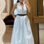 Magnolia Blue Belted Poplin Dress