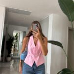 Michel Belted Halter Collar Blouse - Pink