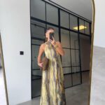 BATIK PATTERN LINED SATIN DRESS