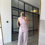 CANDY PINK LONG VEST TROUSERS SET
