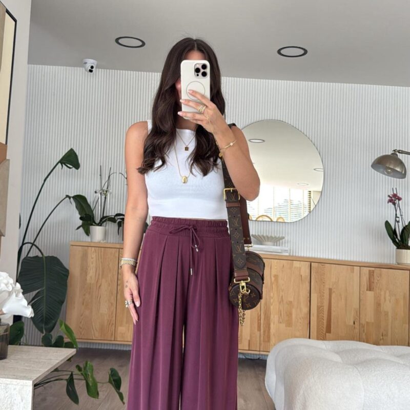 Purple Waist Laced Brand Model Loose Pants