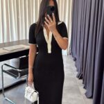 Black Polo Collar Knitwear Dress